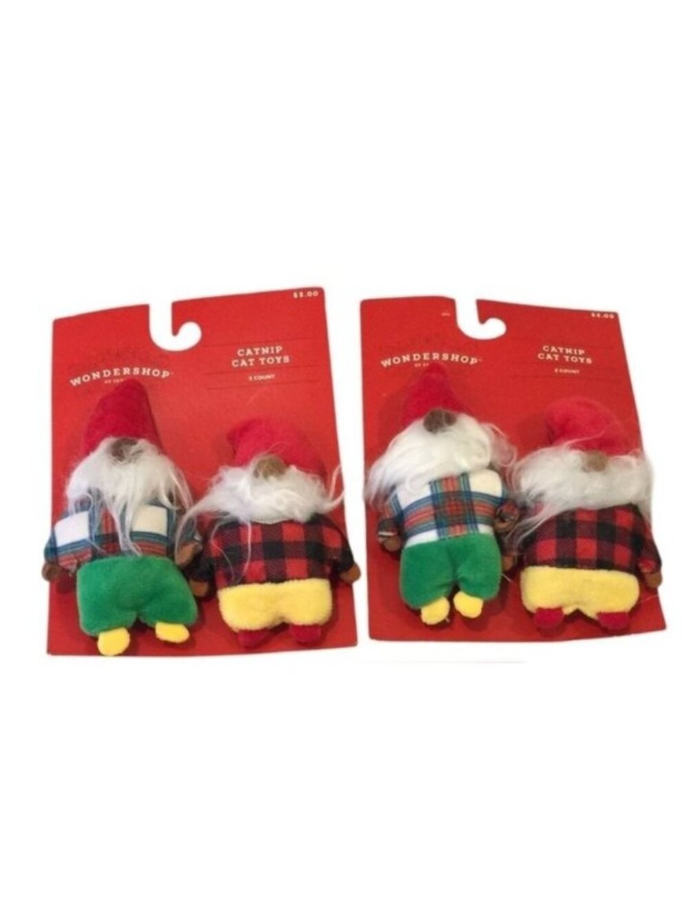 Wondershop Holiday Catnip Toys Gnomes Set of 2 Plaid Outfits